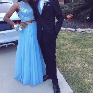 Baby Blue 2 Piece Prom Dress